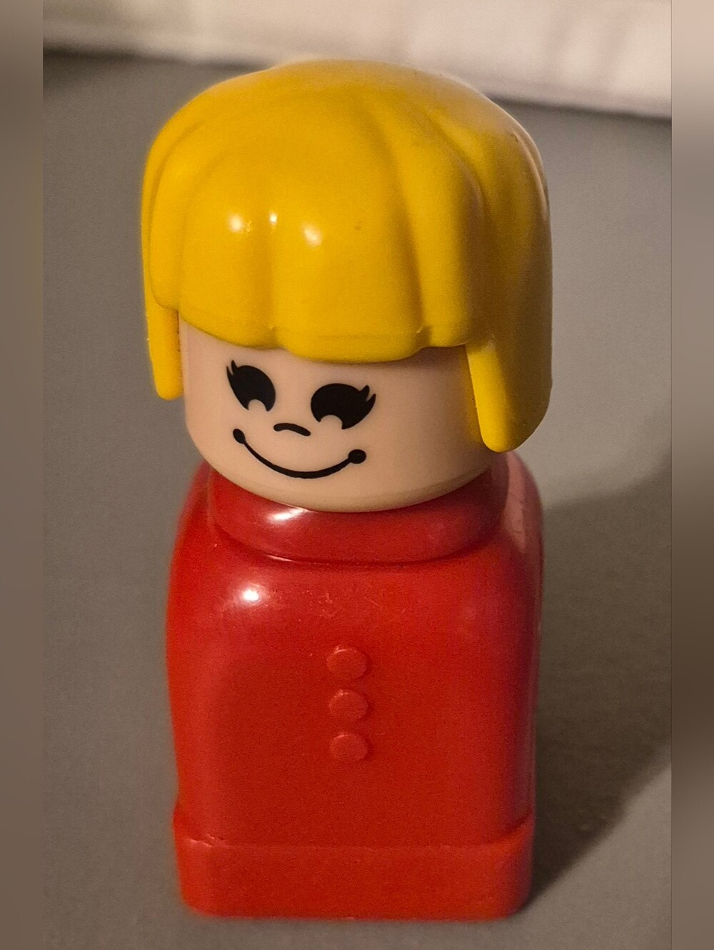 Vintage Mega Bloks Yellow-Head Red-Body Toy Figure